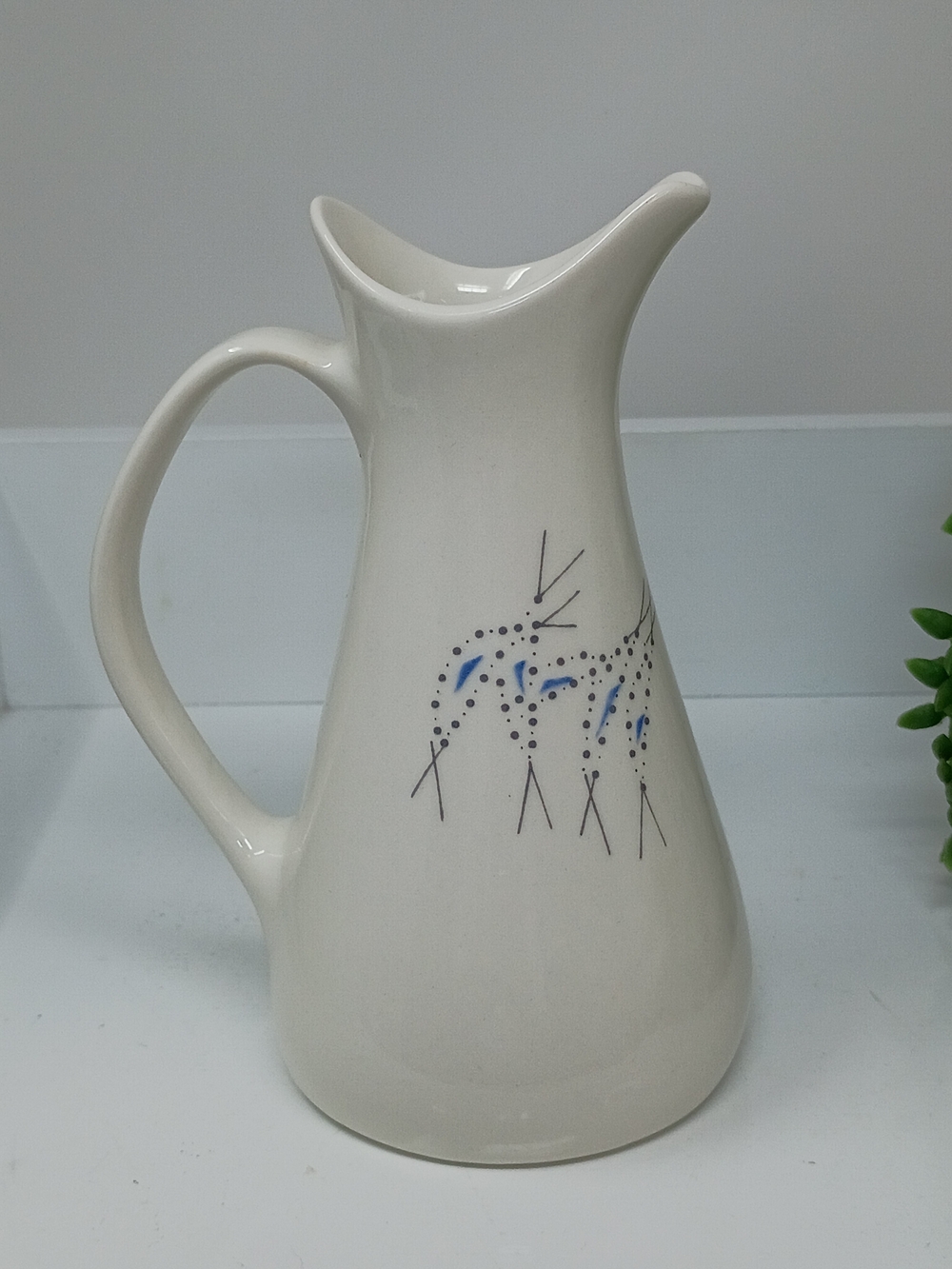 Iroquois Ceramic Pitcher Vase with Blue Accent Motif - Picture 8 of 8